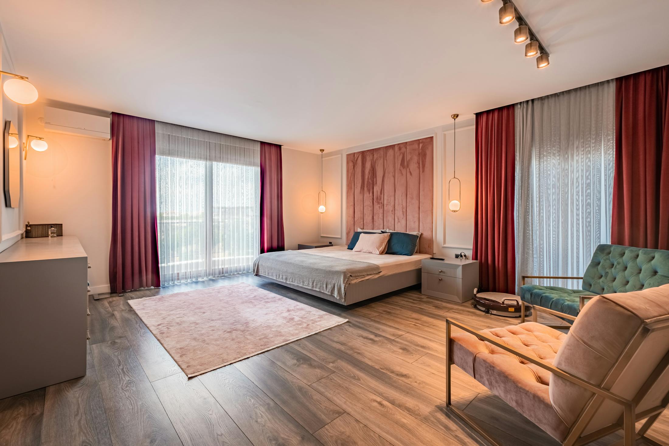 Bedroom prepared for quiet split air conditioning