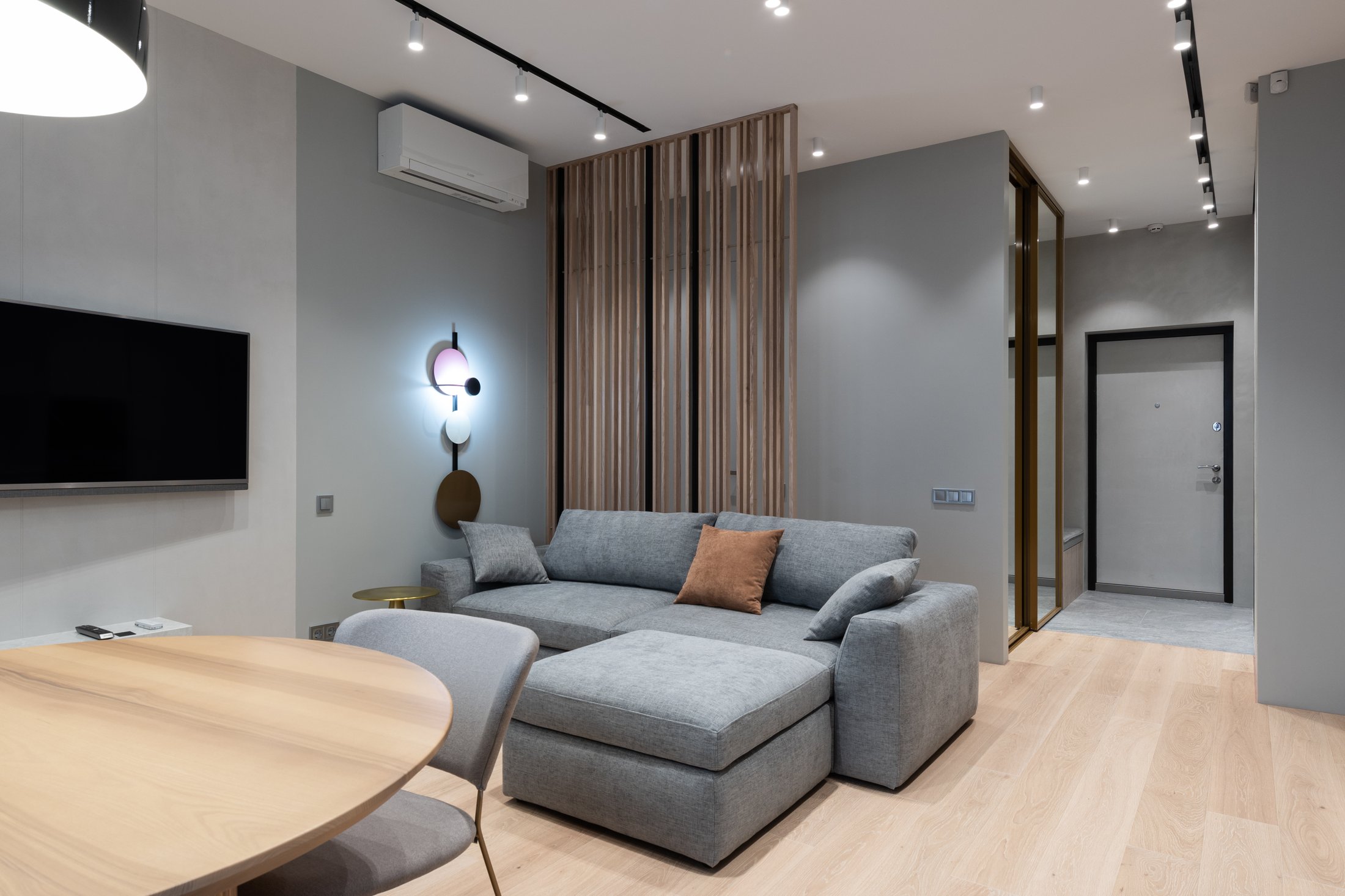 Minimal lounge with fitted air conditioning