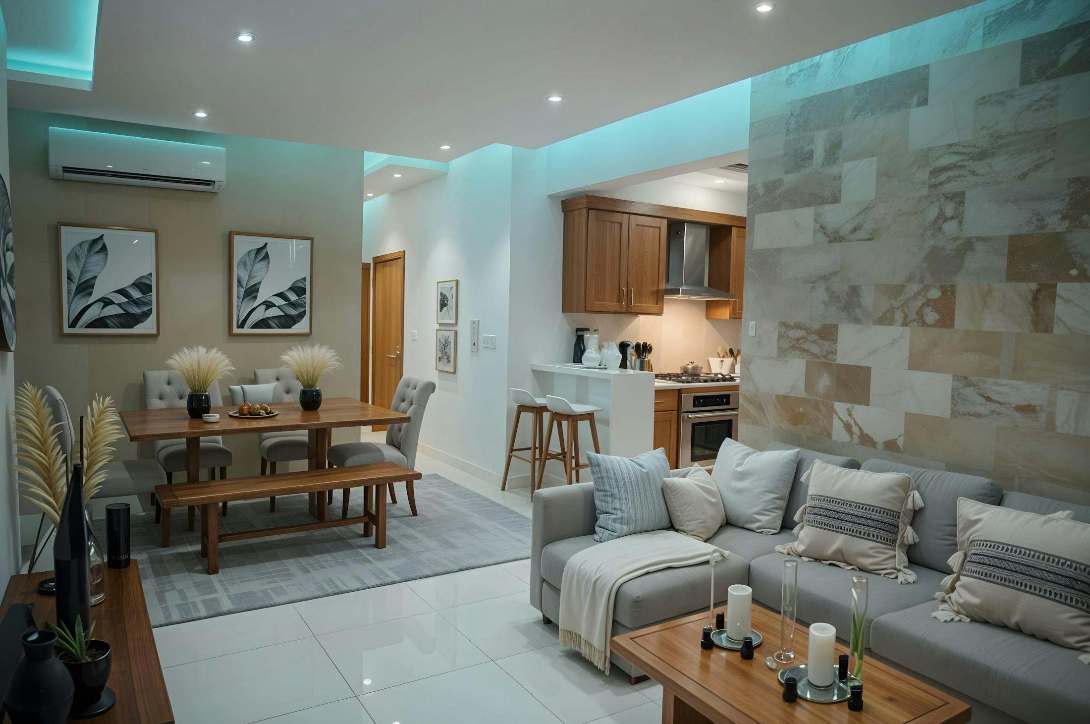 Open plan interior ready for air conditioning planning